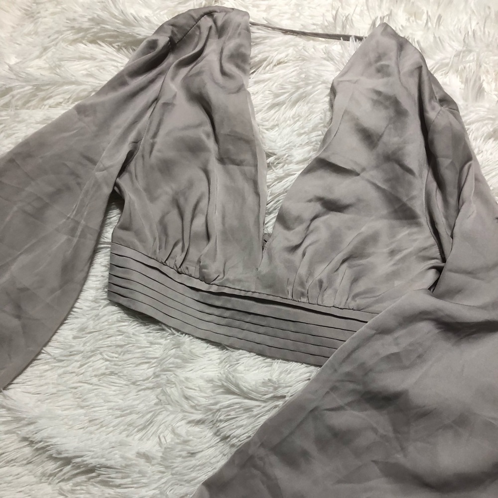 Grey flowy crop top